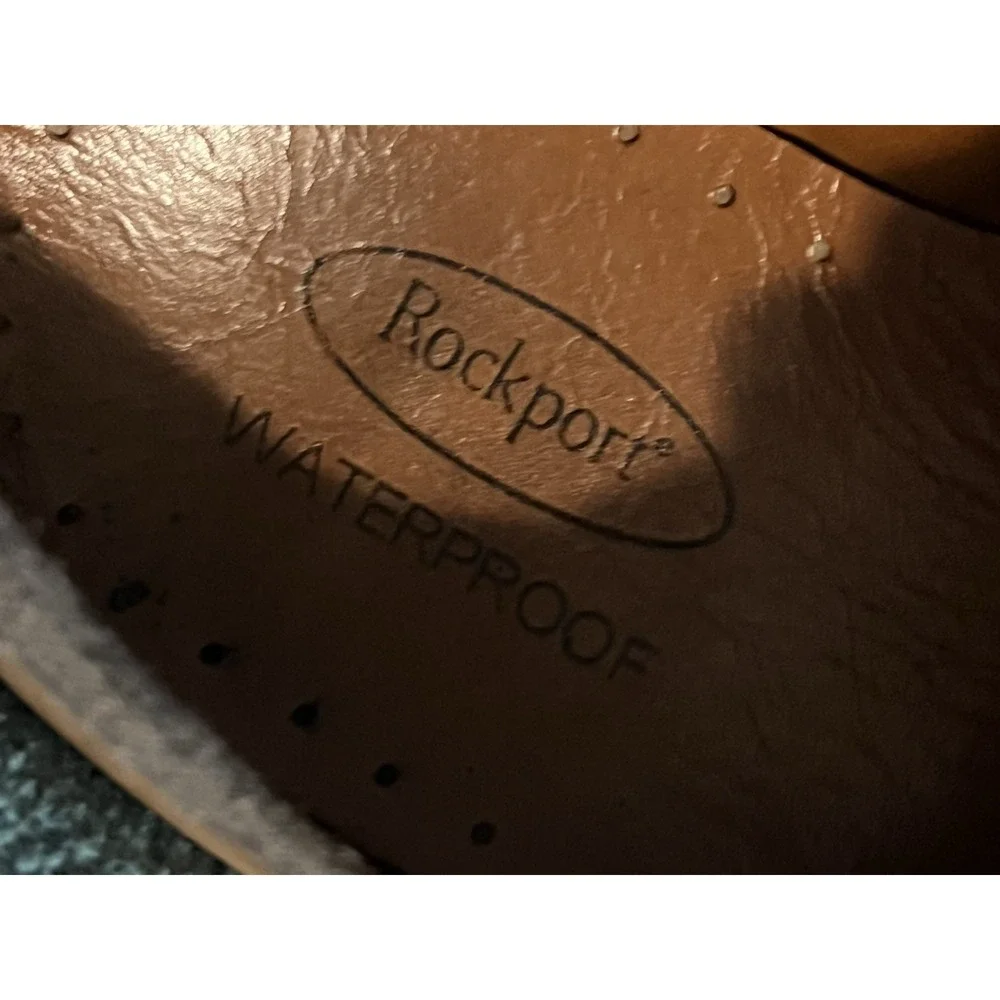 Rockport Waterproof Leather Oxford Shoes Mens 8W Brown Cap Toe Comfort Dress